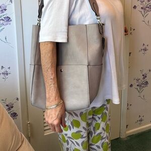 NWT K. Carroll Vegan Shoulder Bag in Grey with Silver Hardware